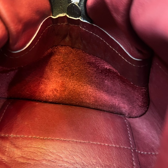 LOEWE Amazona Burgundy Suede Leather Satchel Handbag Bag - Picture 5 of 17